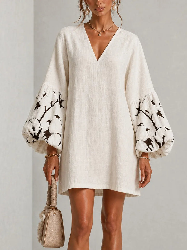 ELISE | Textured Mini Dress with Puff Sleeves