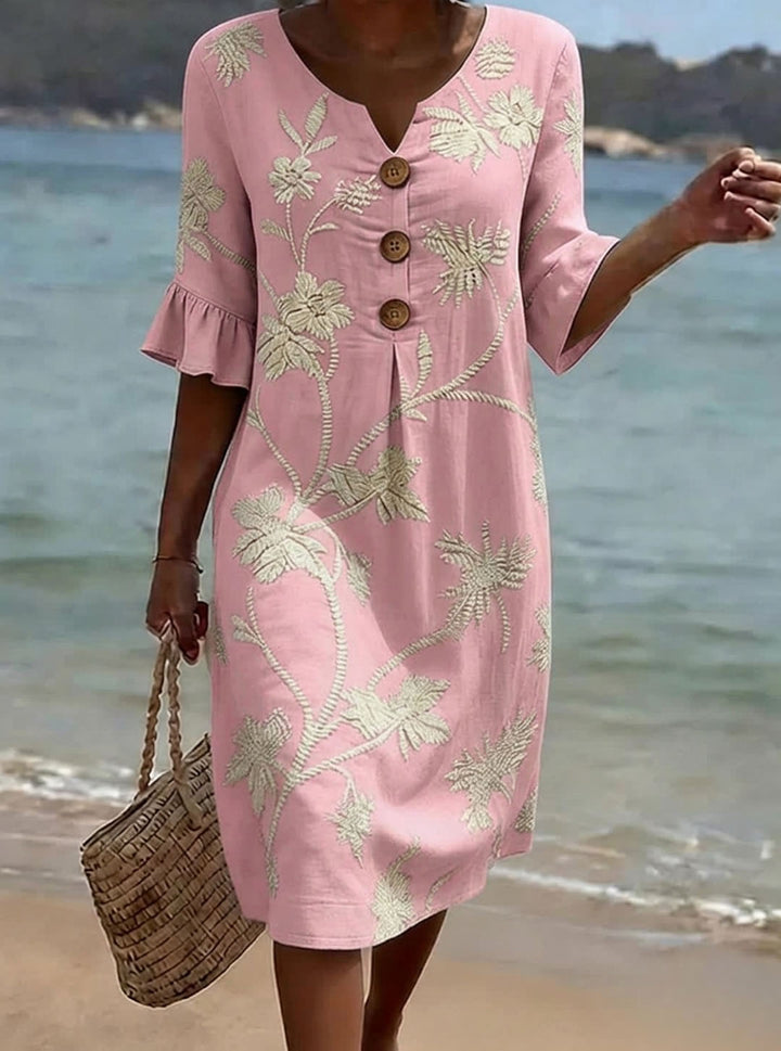 ELENI | FLORAL COTTON MIDI DRESS