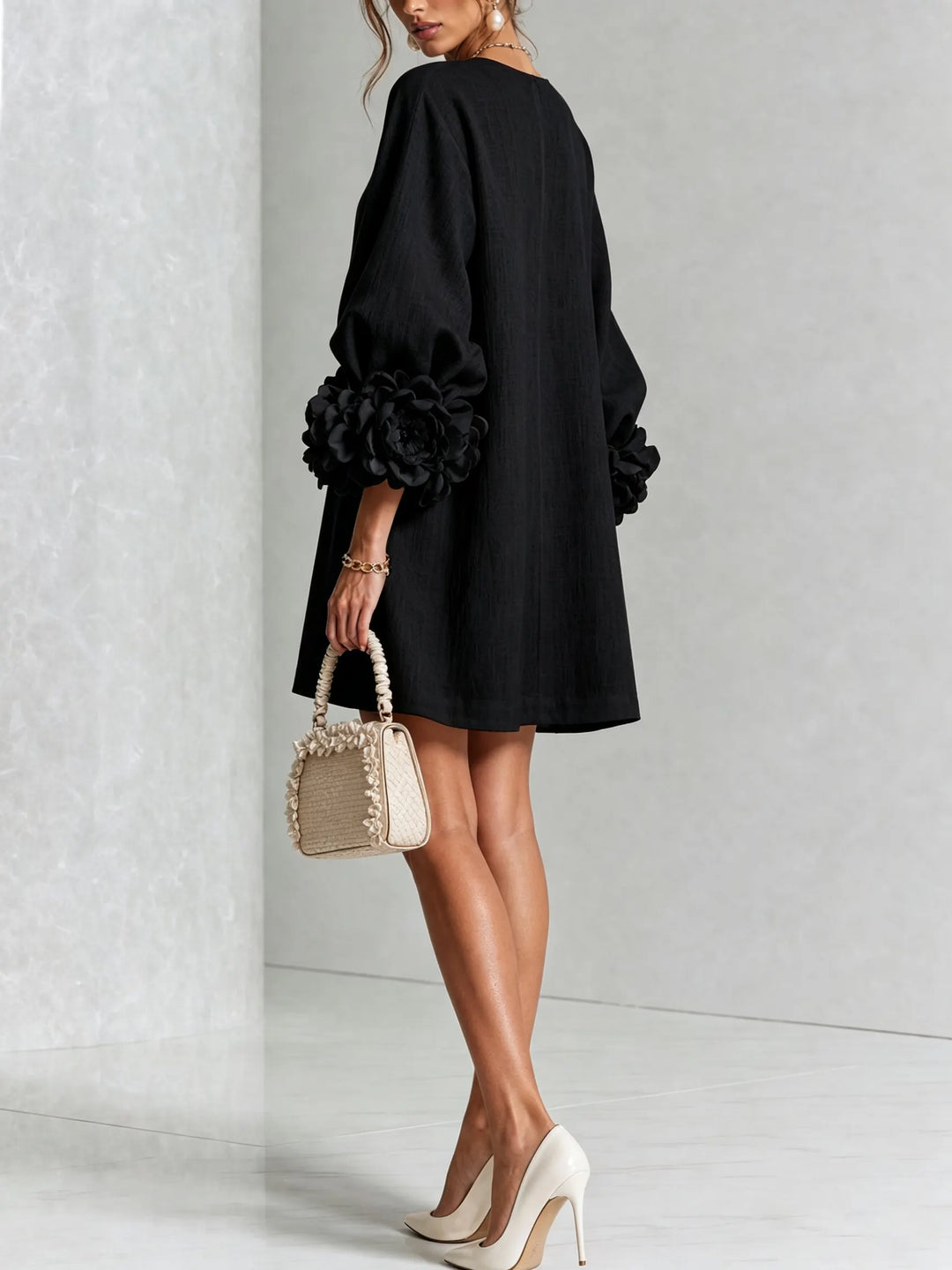 IVY | Mini Dress with Statement Flower Cuffs