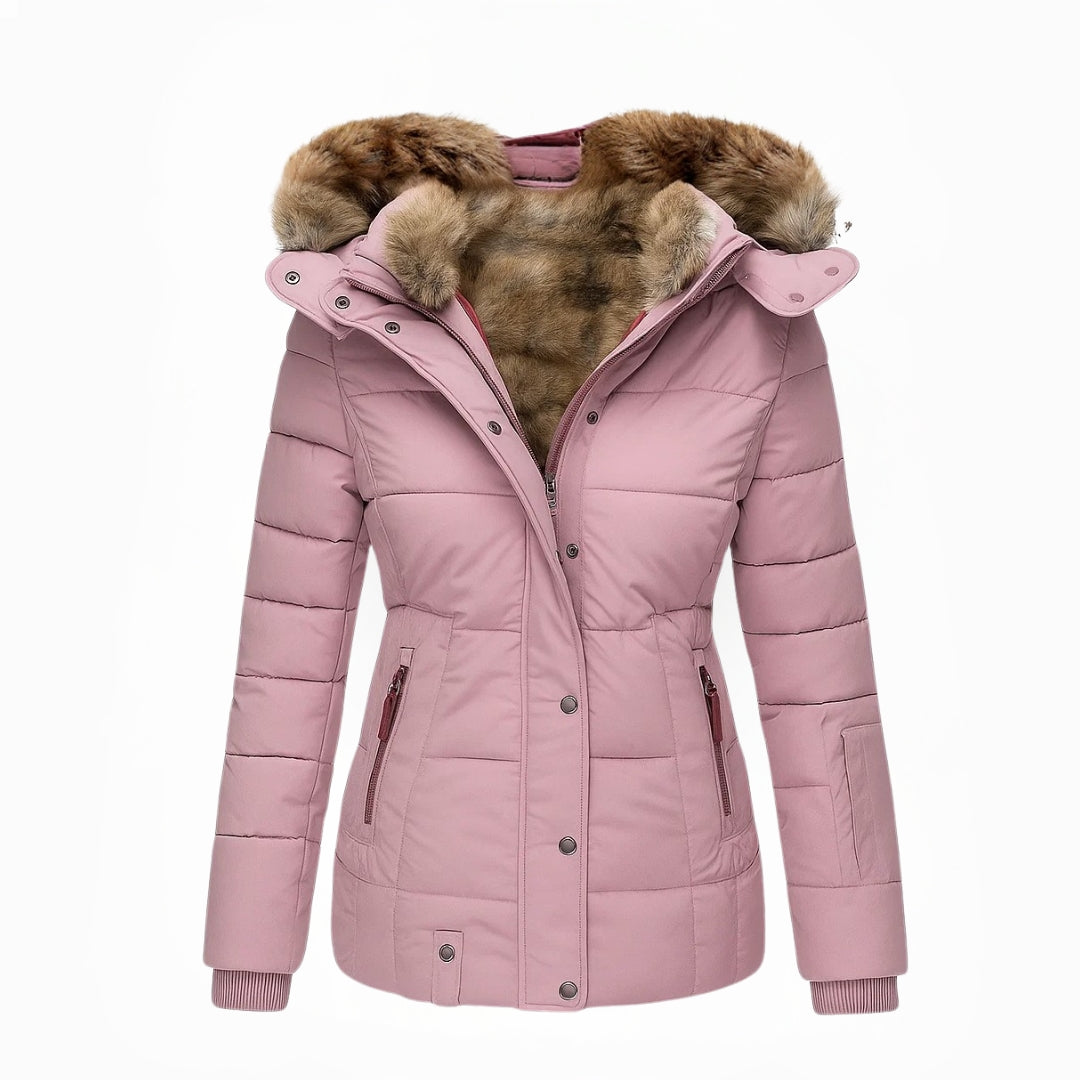 WINIFRED™ | HOODED FAUX FUR TRIM PUFFER COAT