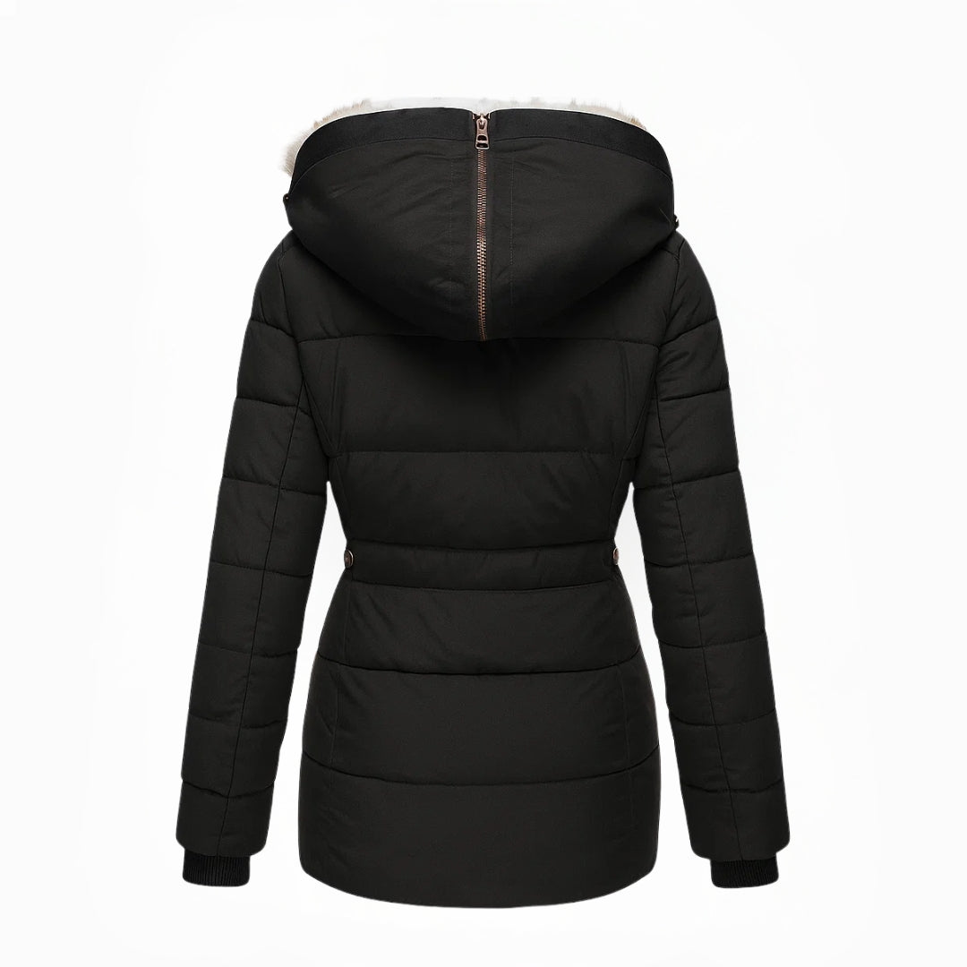 WINIFRED™ | HOODED FAUX FUR TRIM PUFFER COAT