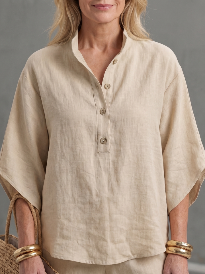 LIVIA | 2-Piece Button-Front Tunic &amp; Trouser Set