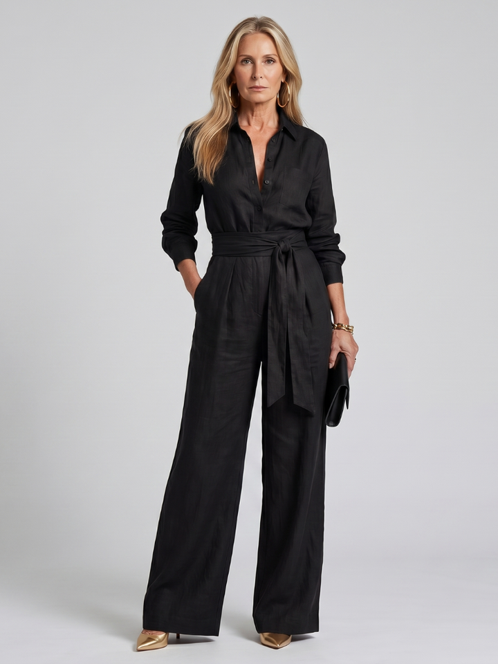 NOVA | Button-Front Wide-Leg Jumpsuit
