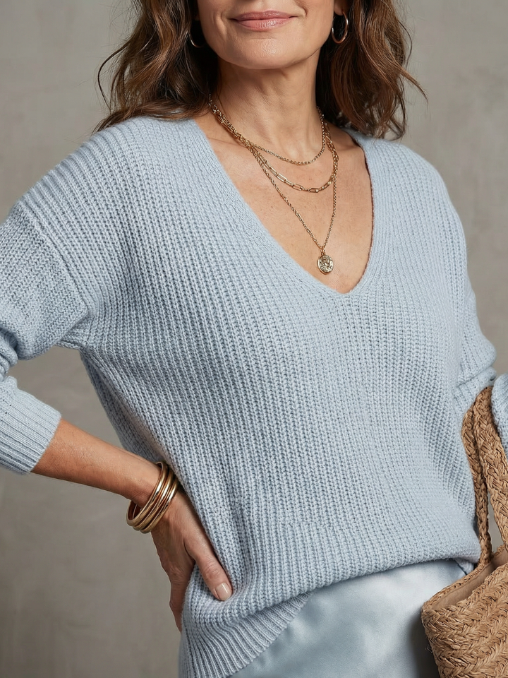 AVRIEL | Knit Top &amp; Satin Midi Skirt Set