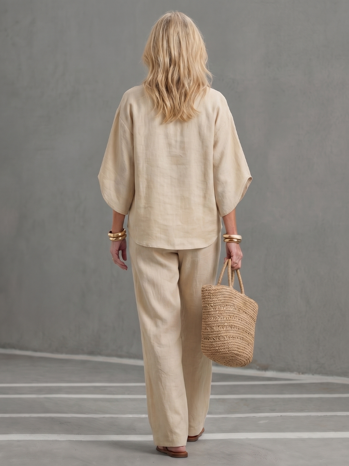 LIVIA | 2-Piece Button-Front Tunic &amp; Trouser Set