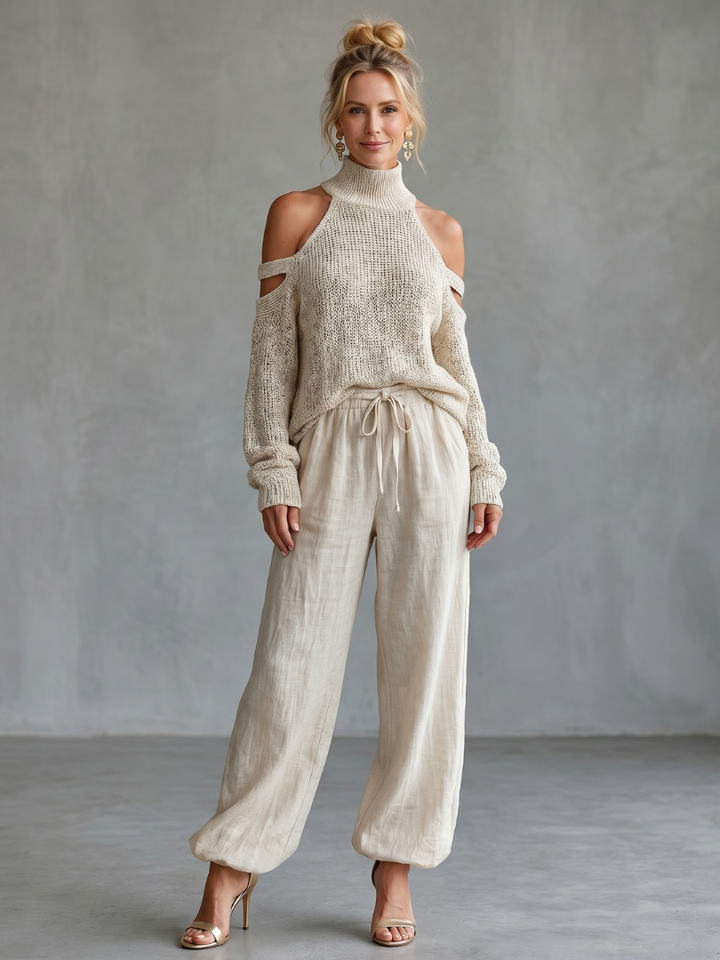 WILLOW | 2-Piece Open-Shoulder Knit &amp; Wide-Leg Set