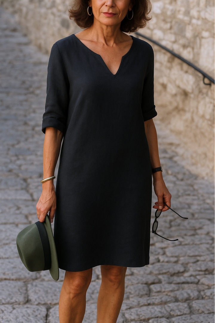 ADRIANA | Flowing V-Neck Dress with Elegant Lines