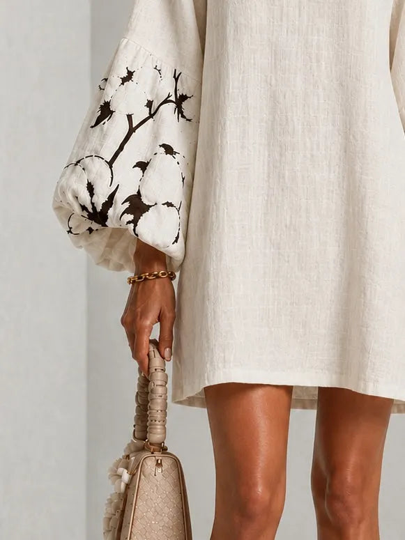 ELISE | Textured Mini Dress with Puff Sleeves