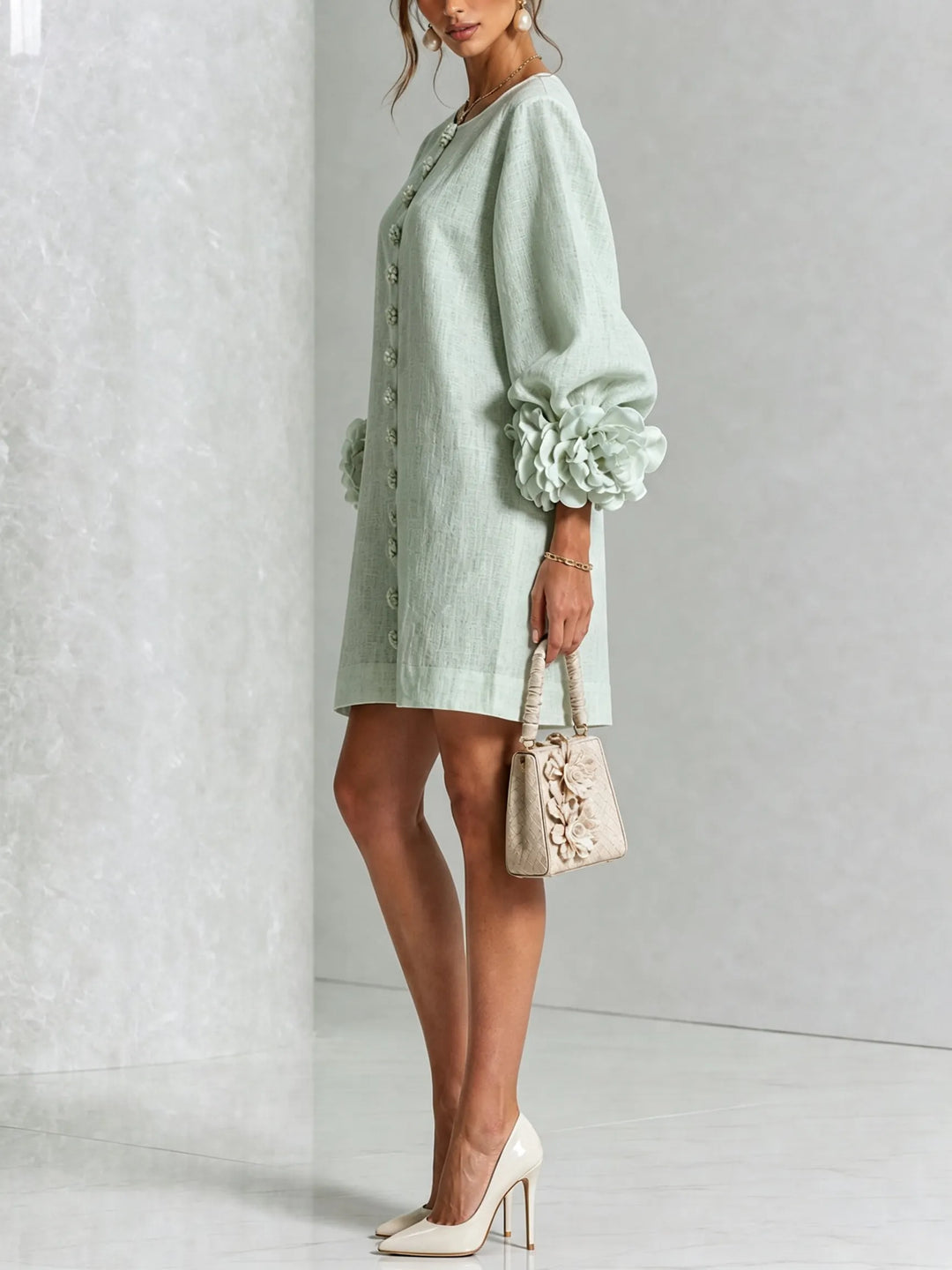 IVY | Mini Dress with Statement Flower Cuffs
