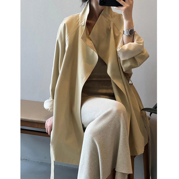 CLASSIC BELTED STAND-COLLAR TRENCH COAT