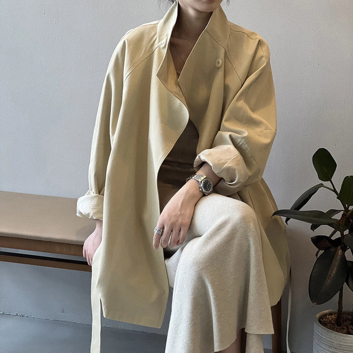 CLASSIC BELTED STAND-COLLAR TRENCH COAT