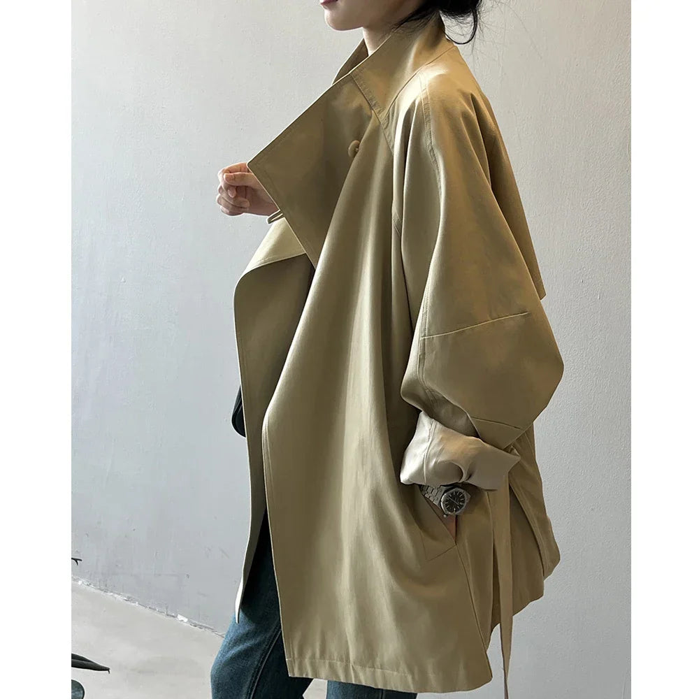 CLASSIC BELTED STAND-COLLAR TRENCH COAT