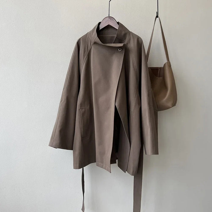 CLASSIC BELTED STAND-COLLAR TRENCH COAT