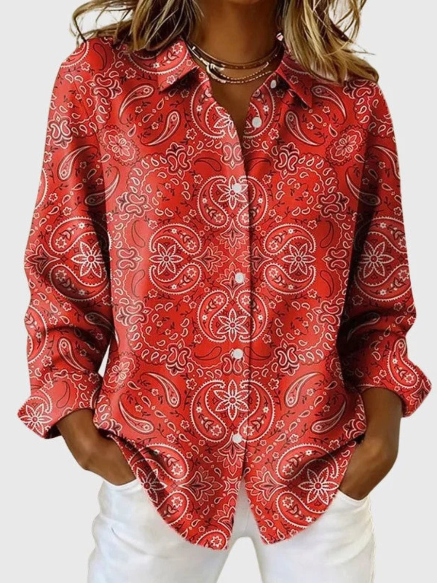 ELVETTA™ | PAISLEY BUTTON-UP BLOUSE