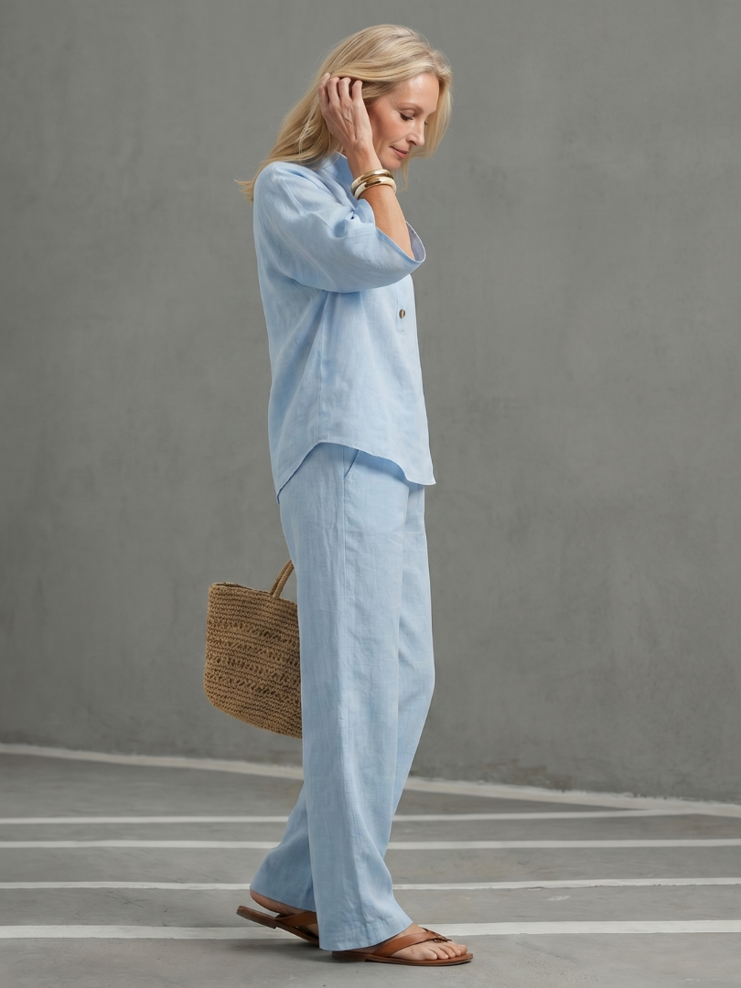 LIVIA | 2-Piece Button-Front Tunic &amp; Trouser Set