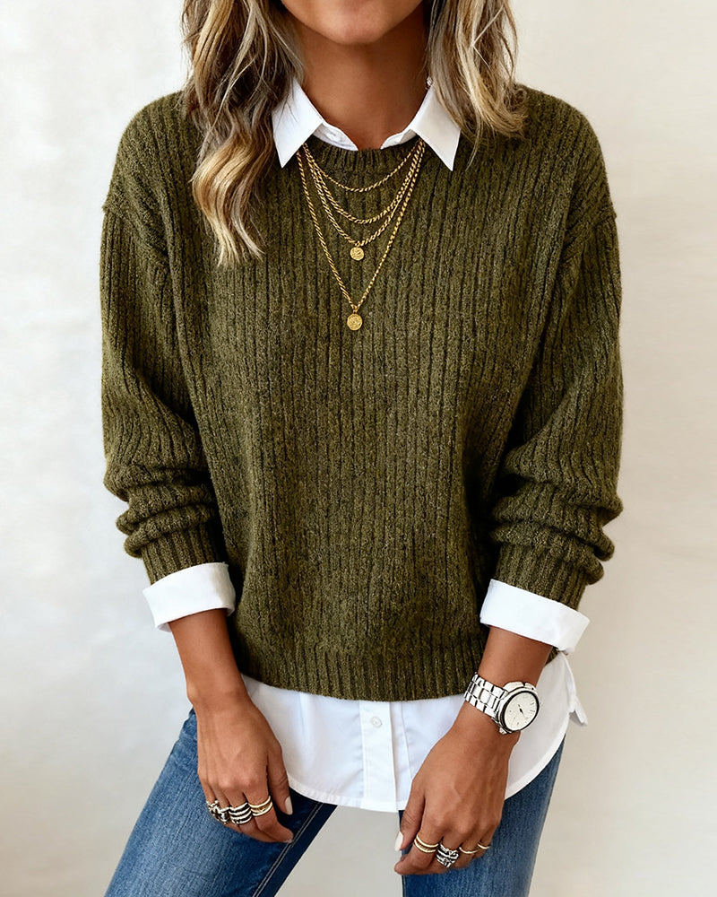 ADELINE™ | LAYERED-LOOK SWEATER WITH SHIRT COLLAR