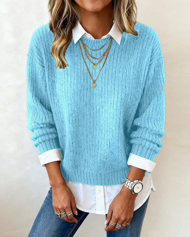 ADELINE™ | LAYERED-LOOK SWEATER WITH SHIRT COLLAR