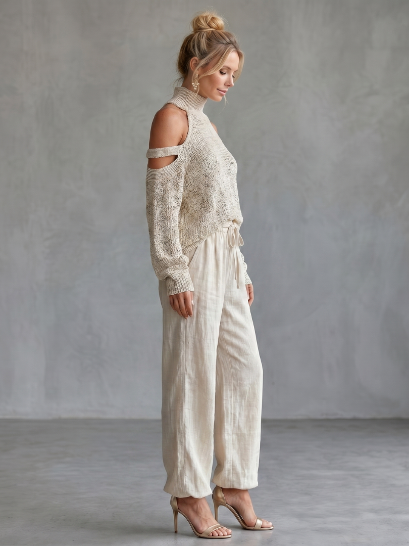 WILLOW | 2-Piece Open-Shoulder Knit &amp; Wide-Leg Set