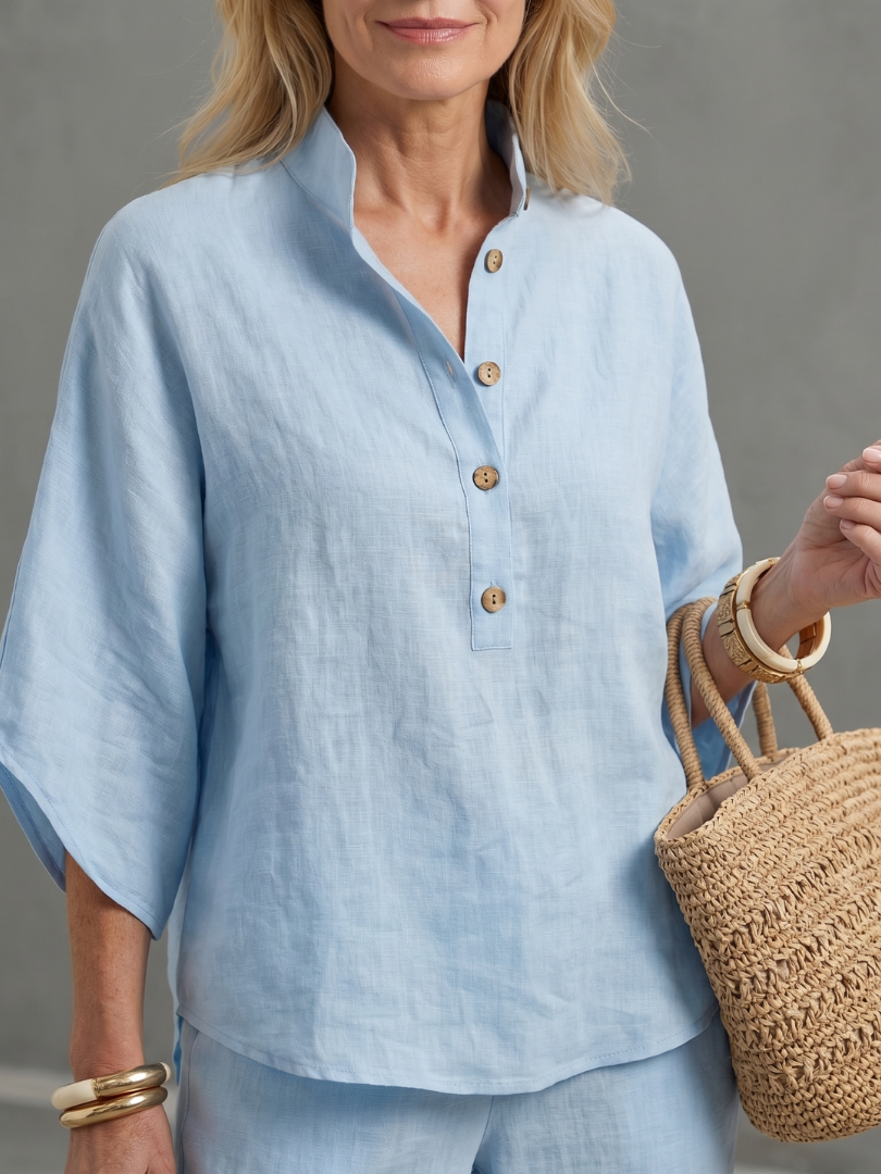 LIVIA | 2-Piece Button-Front Tunic &amp; Trouser Set