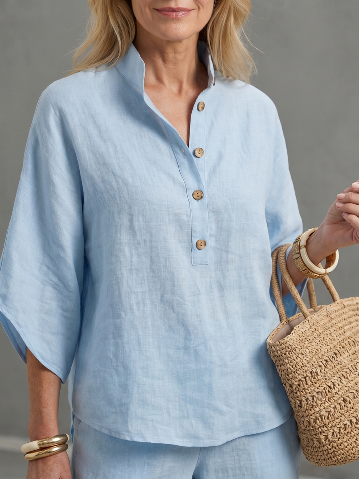 LIVIA | 2-Piece Button-Front Tunic &amp; Trouser Set