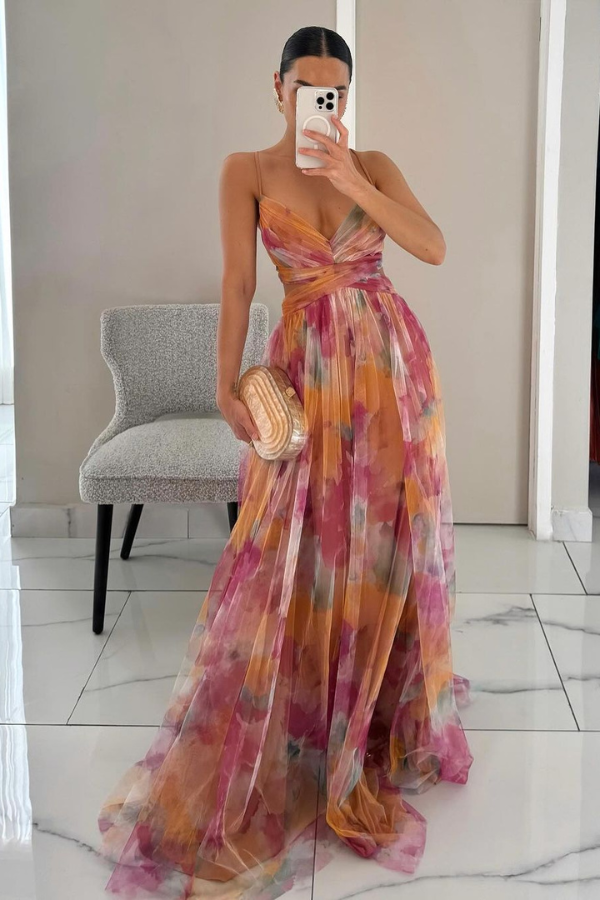 LORELLA | Romantic Floral Maxi Dress with Flattering Flowing Silhouette