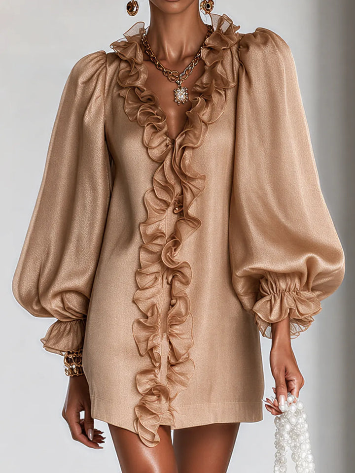 NOELLE | Rich Mini Dress with Puff Sleeves