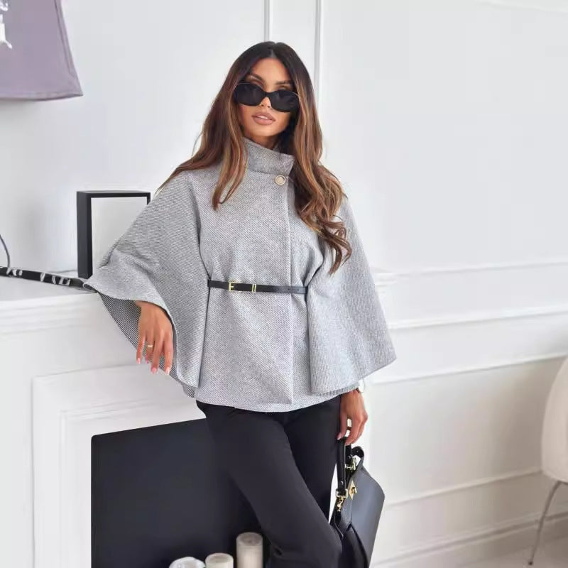 ELEGANT BUTTERFLY-SLEEVE JACKET WITH WAIST BELT