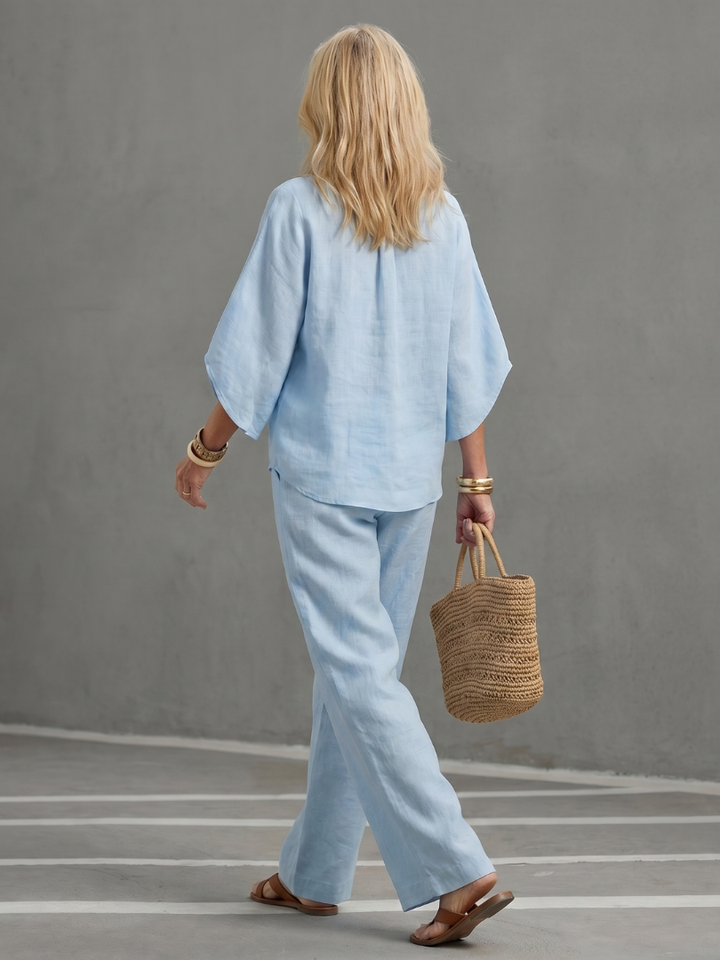 LIVIA | 2-Piece Button-Front Tunic &amp; Trouser Set