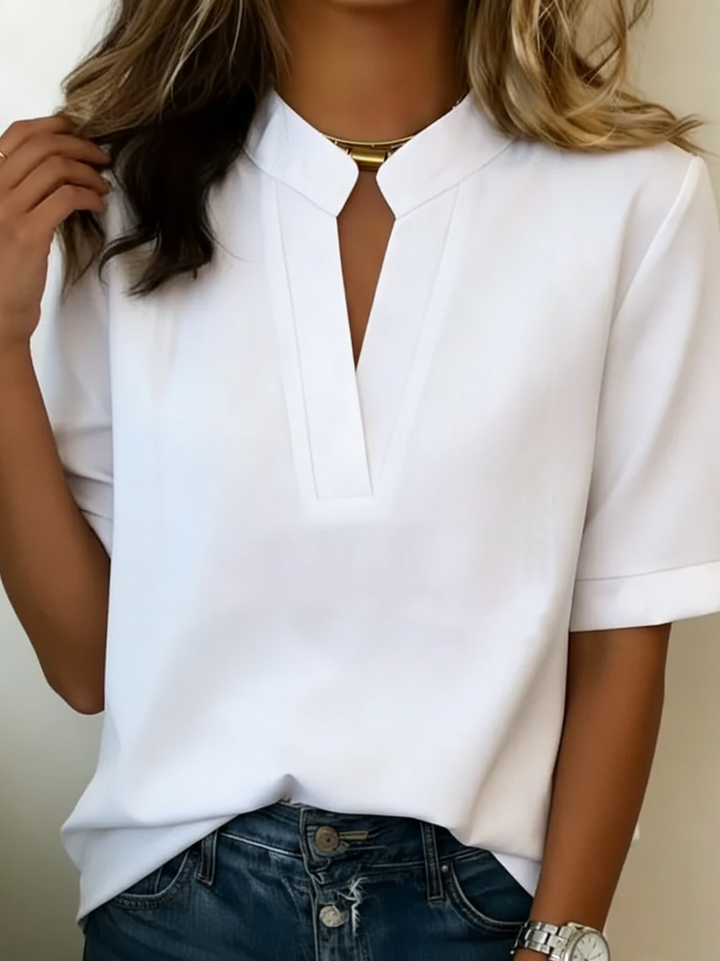 NERISSA™ | CHIC V-NECK BLOUSE WITH GOLD DETAIL