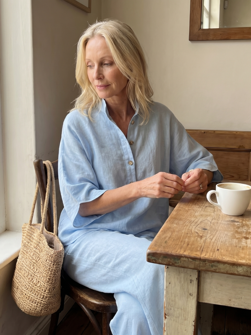 LIVIA | 2-Piece Button-Front Tunic &amp; Trouser Set