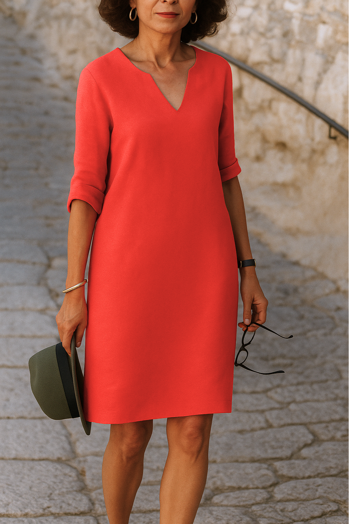 ADRIANA | Flowing V-Neck Dress with Elegant Lines