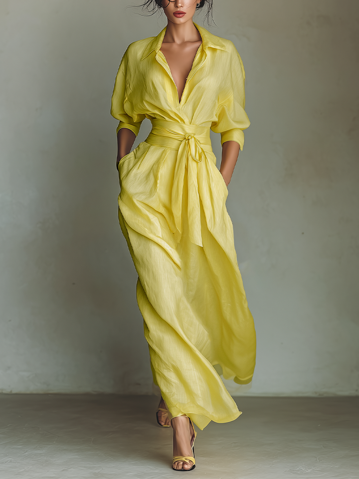 IVIA | Lemon Yellow Maxi Dress
