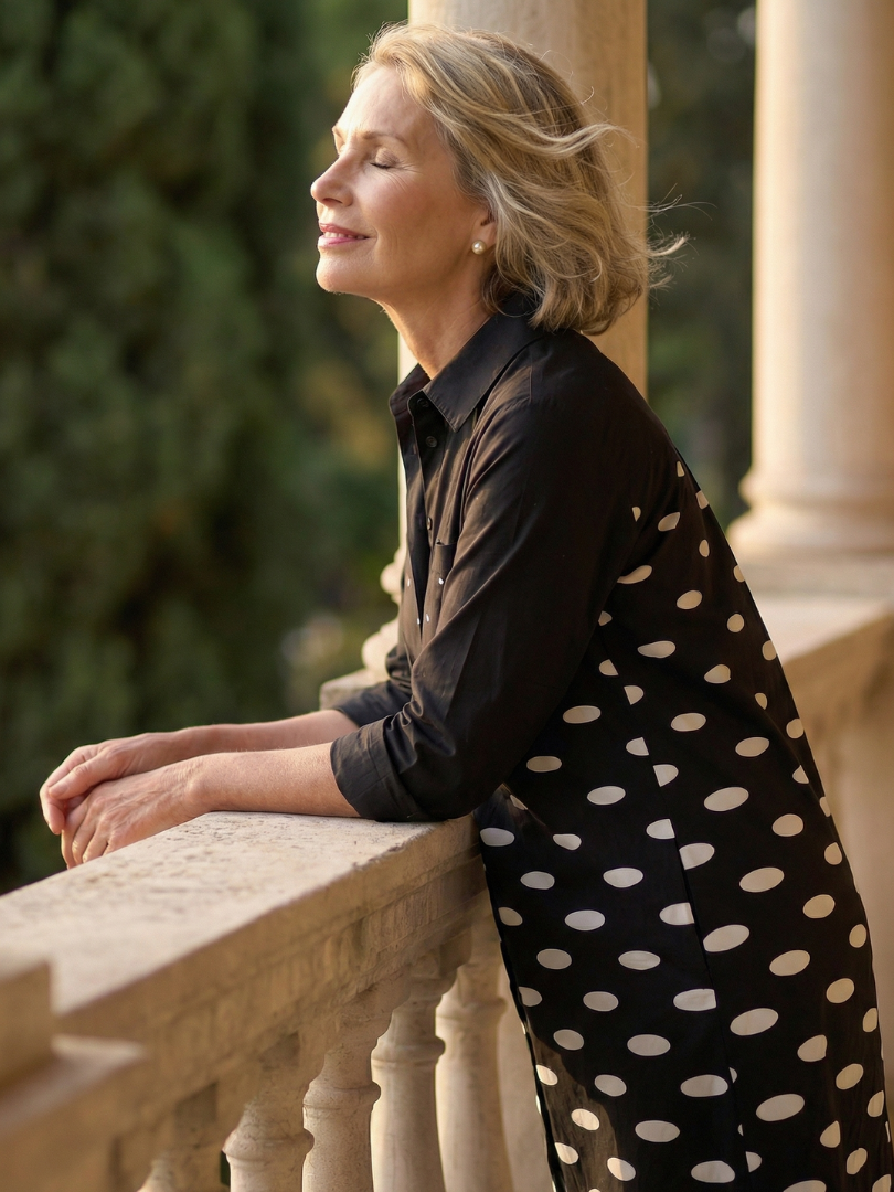 FAYE | Polka Dot Collared Midi Dress