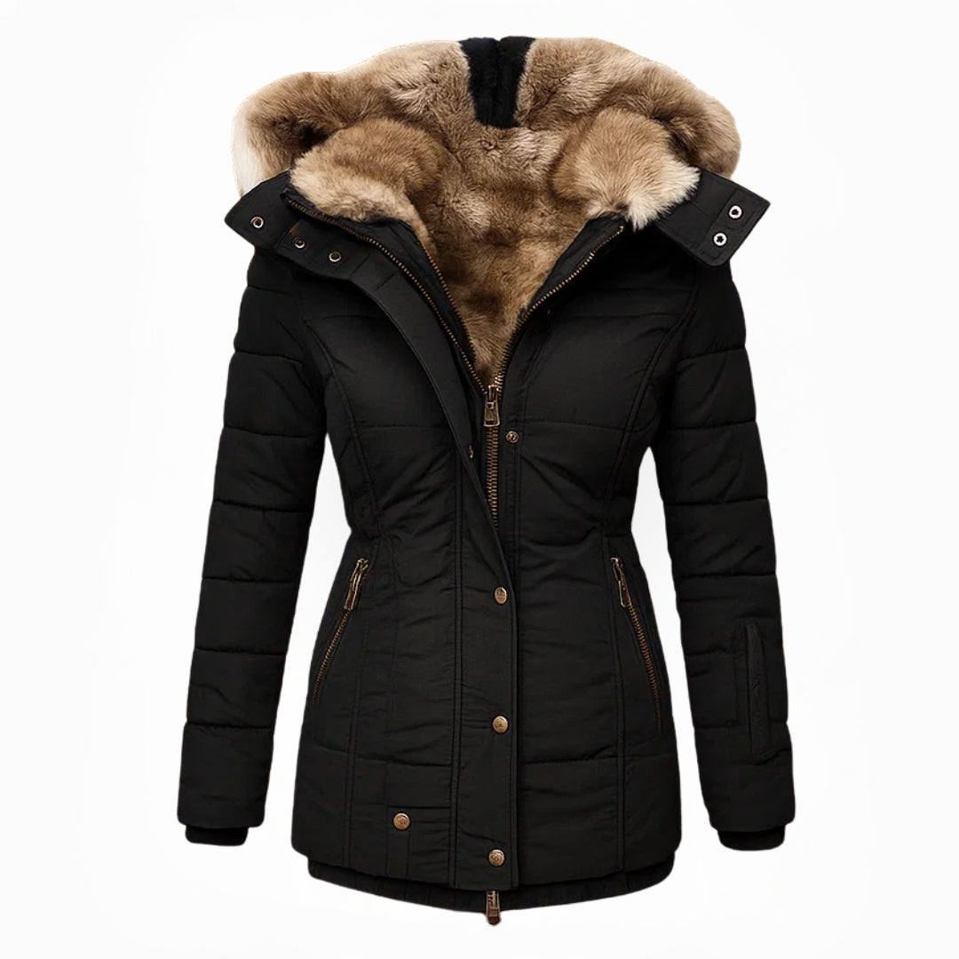 WINIFRED™ | HOODED FAUX FUR TRIM PUFFER COAT
