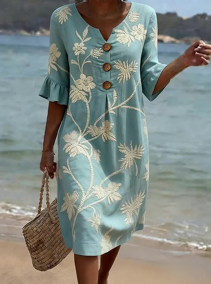 ELENI | FLORAL COTTON MIDI DRESS