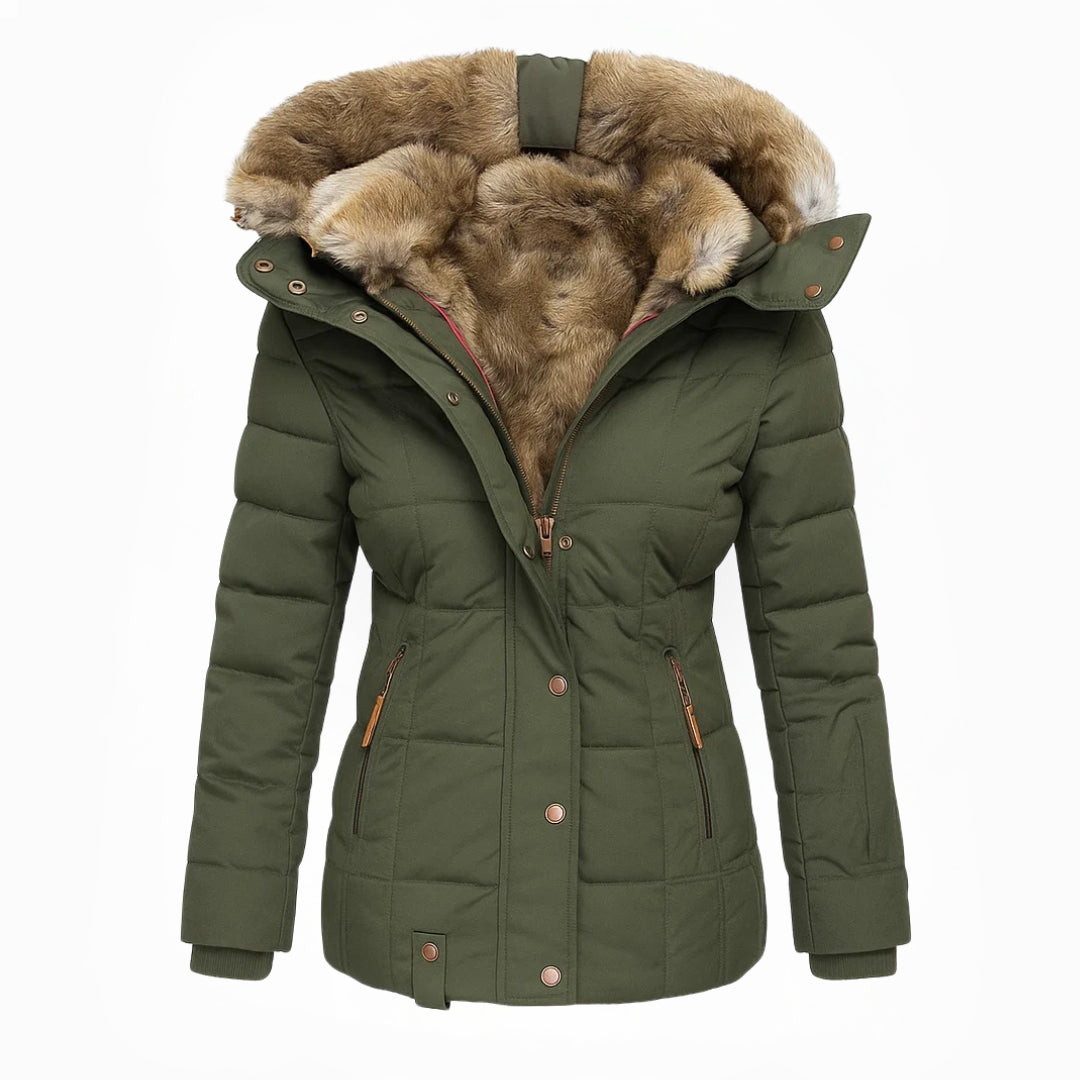 WINIFRED™ | HOODED FAUX FUR TRIM PUFFER COAT
