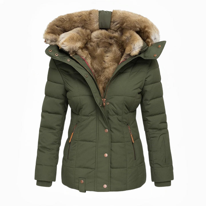 WINIFRED™ | HOODED FAUX FUR TRIM PUFFER COAT