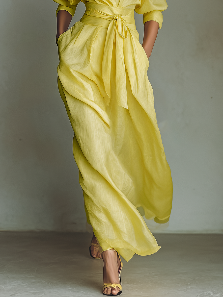 IVIA | Lemon Yellow Maxi Dress