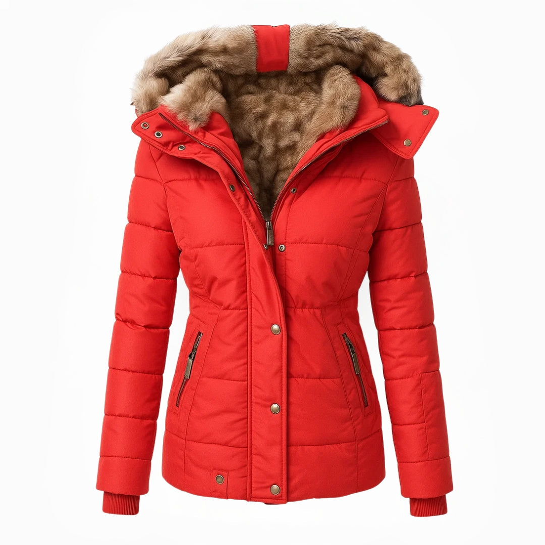 WINIFRED™ | HOODED FAUX FUR TRIM PUFFER COAT
