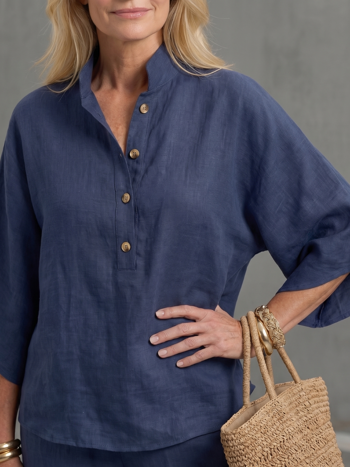LIVIA | 2-Piece Button-Front Tunic &amp; Trouser Set