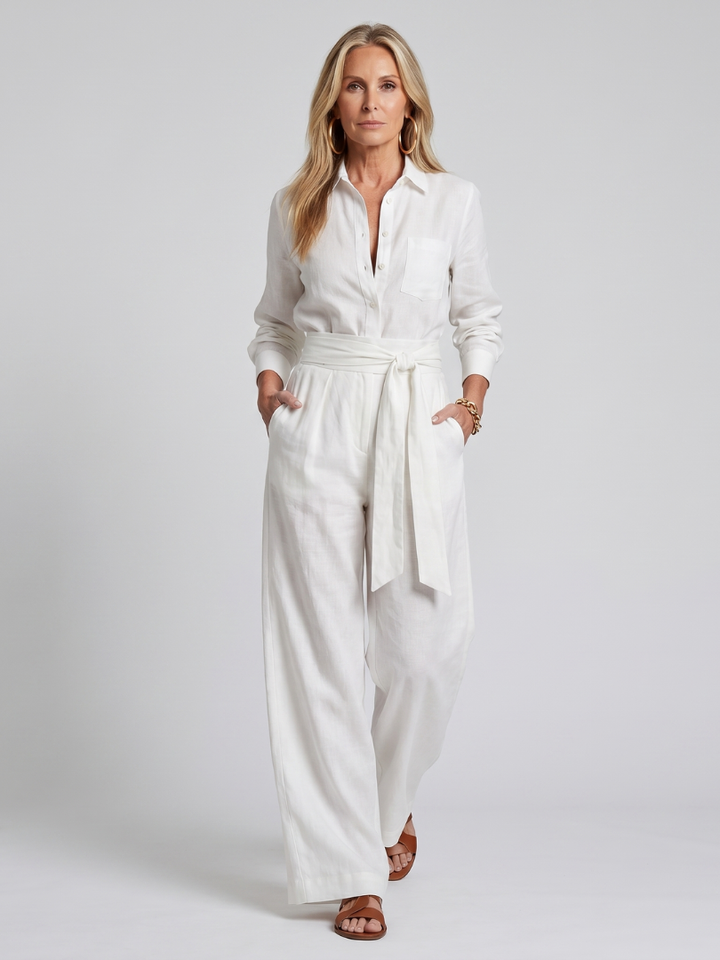 NOVA | Button-Front Wide-Leg Jumpsuit