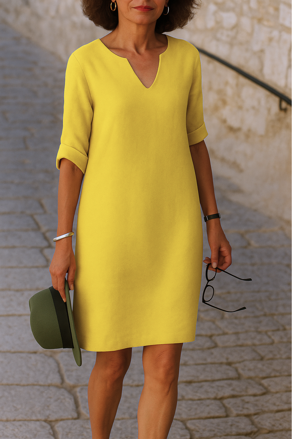 ADRIANA | Flowing V-Neck Dress with Elegant Lines
