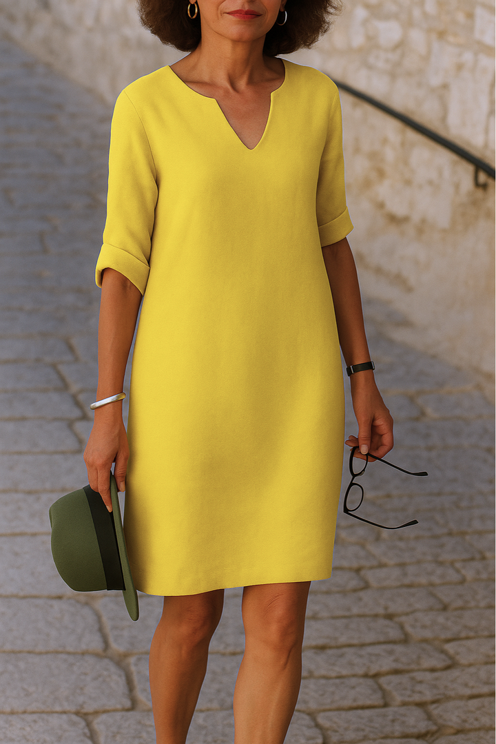 ADRIANA | Flowing V-Neck Dress with Elegant Lines