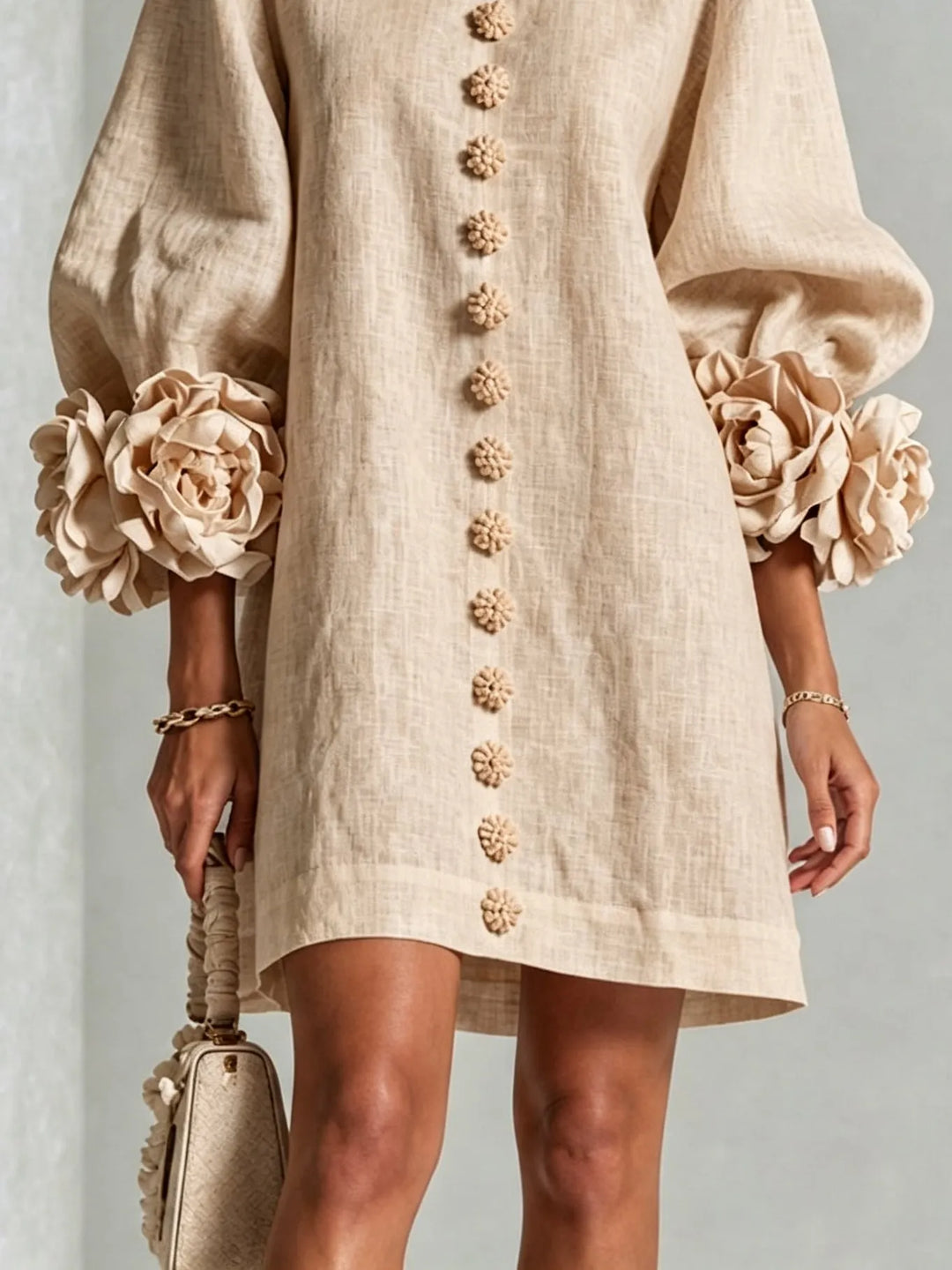 IVY | Mini Dress with Statement Flower Cuffs