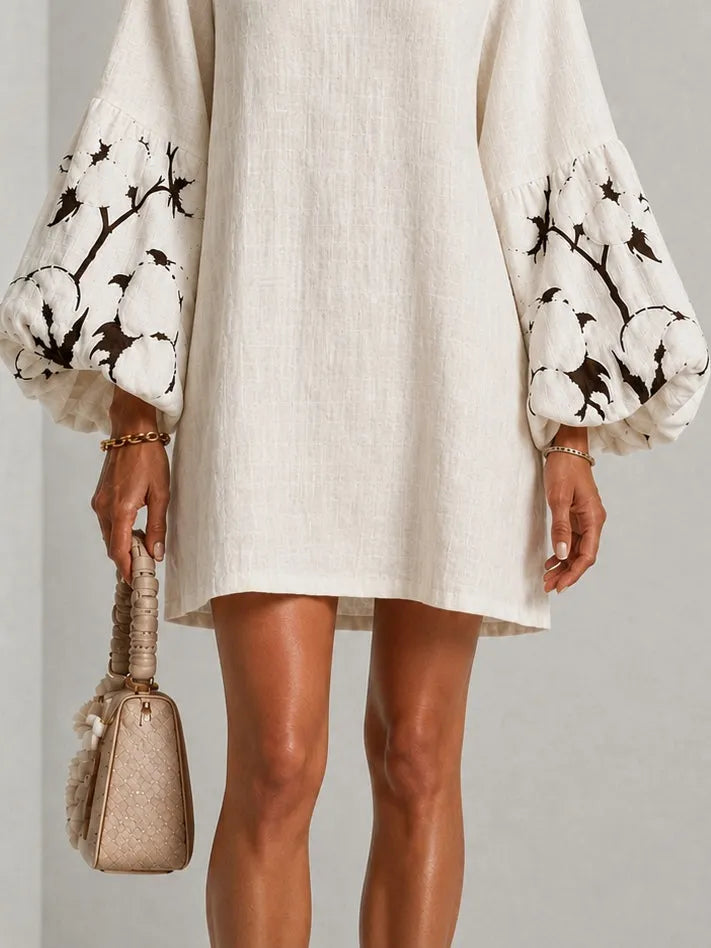 ELISE | Textured Mini Dress with Puff Sleeves
