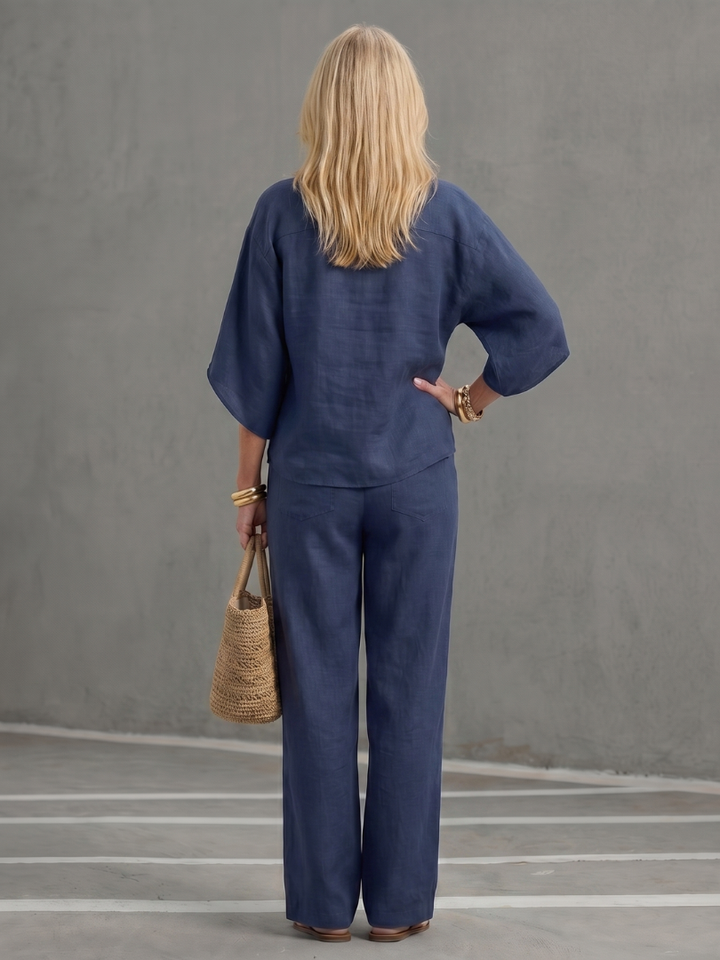 LIVIA | 2-Piece Button-Front Tunic &amp; Trouser Set