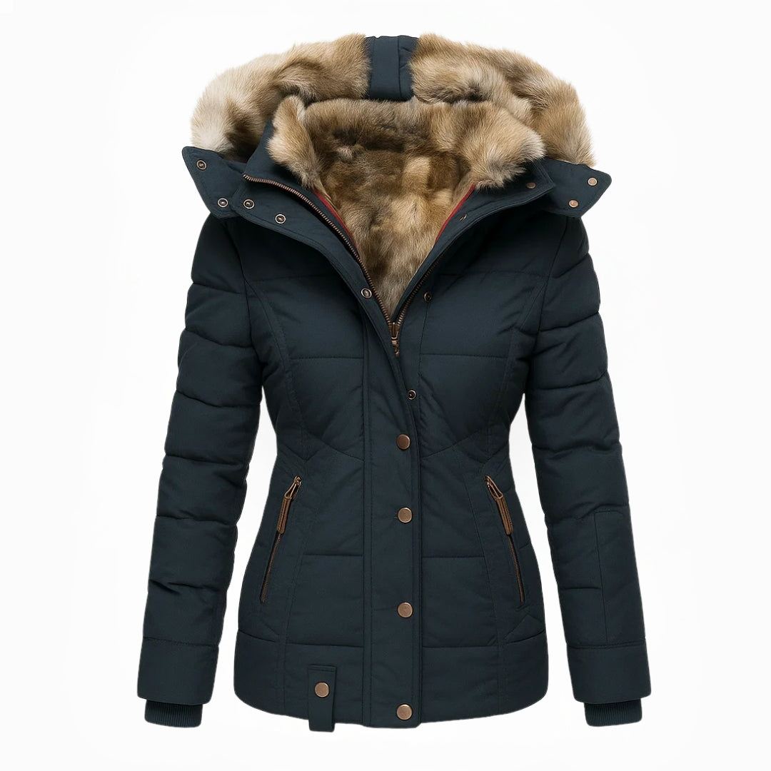 WINIFRED™ | HOODED FAUX FUR TRIM PUFFER COAT