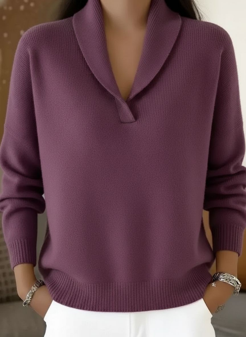 VIRENA™ | ELEGANT V-NECK KNIT SWEATER