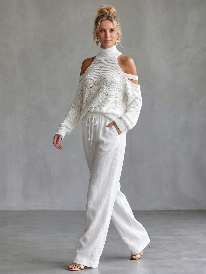 WILLOW | 2-Piece Open-Shoulder Knit &amp; Wide-Leg Set