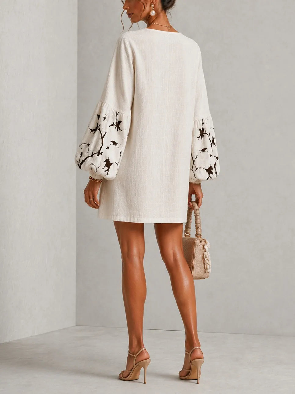 ELISE | Textured Mini Dress with Puff Sleeves